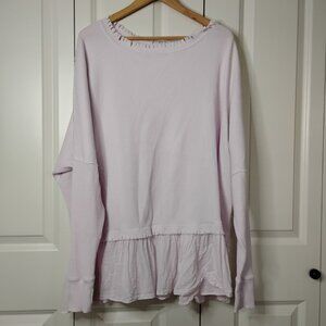 We The Free Women's Lavender Waffle Long Sleeve Thermal Oversized Tunic Top XS